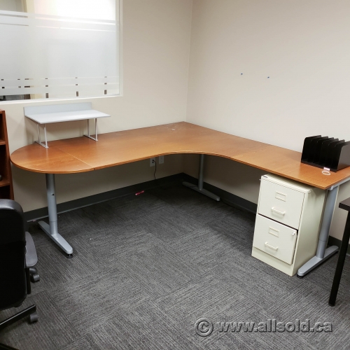 Maple IKEA Galant Modular Open Style L Suite Desk w Grey Legs Allsold